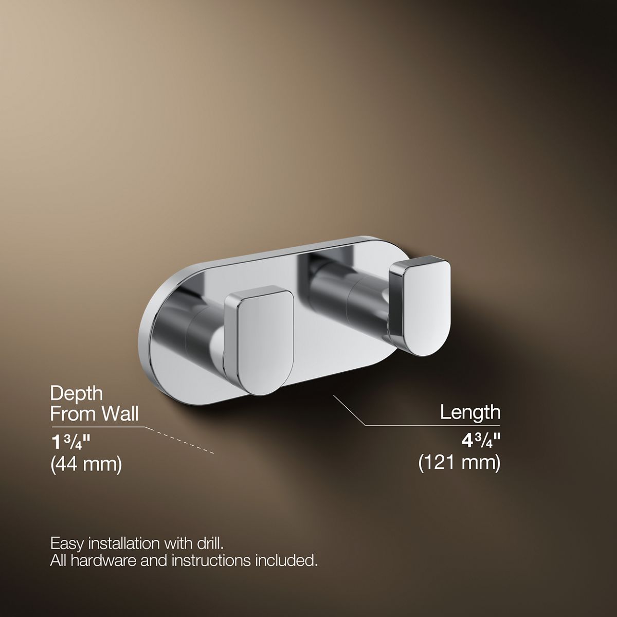 Composed Double Robe Hook | K-73146 | KOHLER