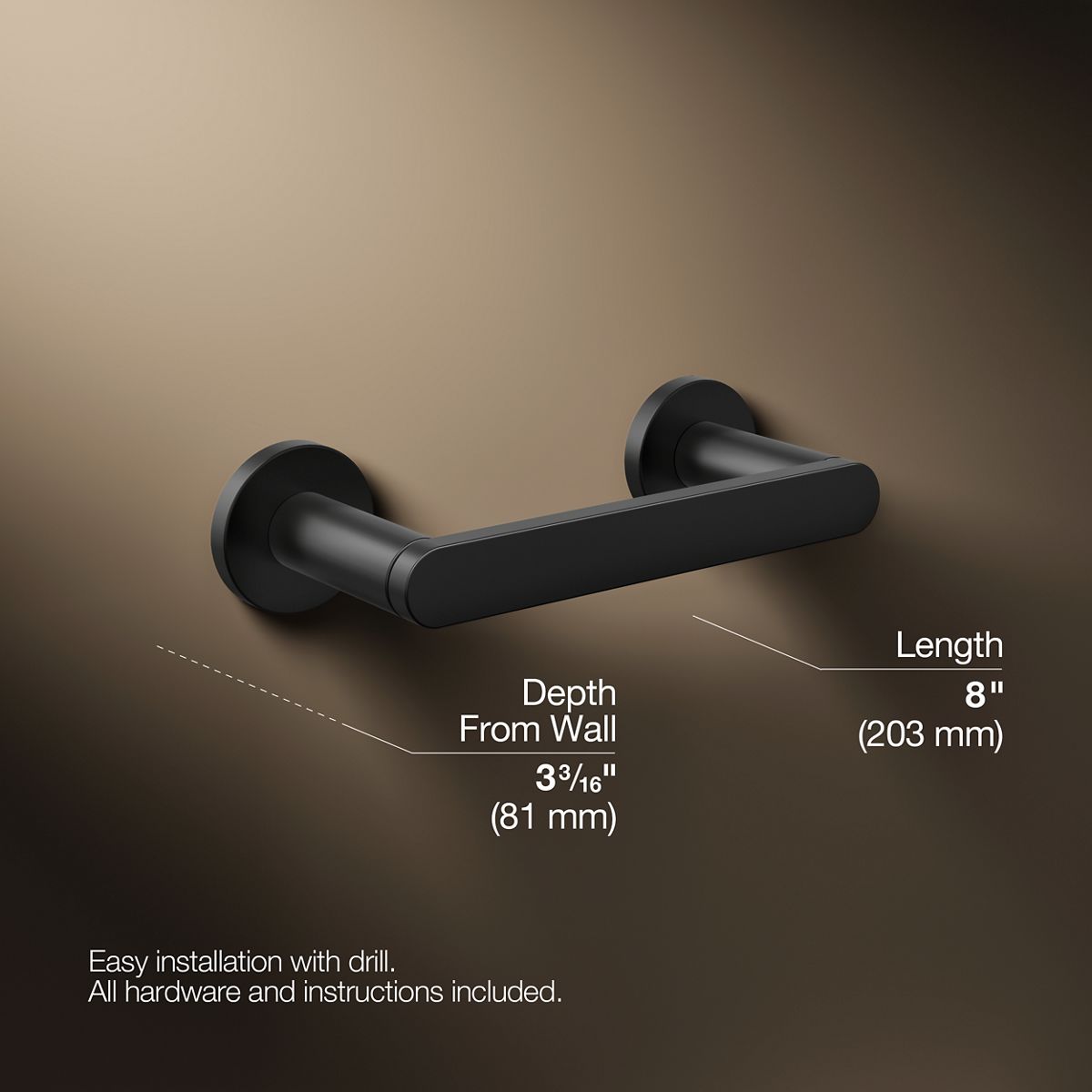 3/4 view of product with dimensions