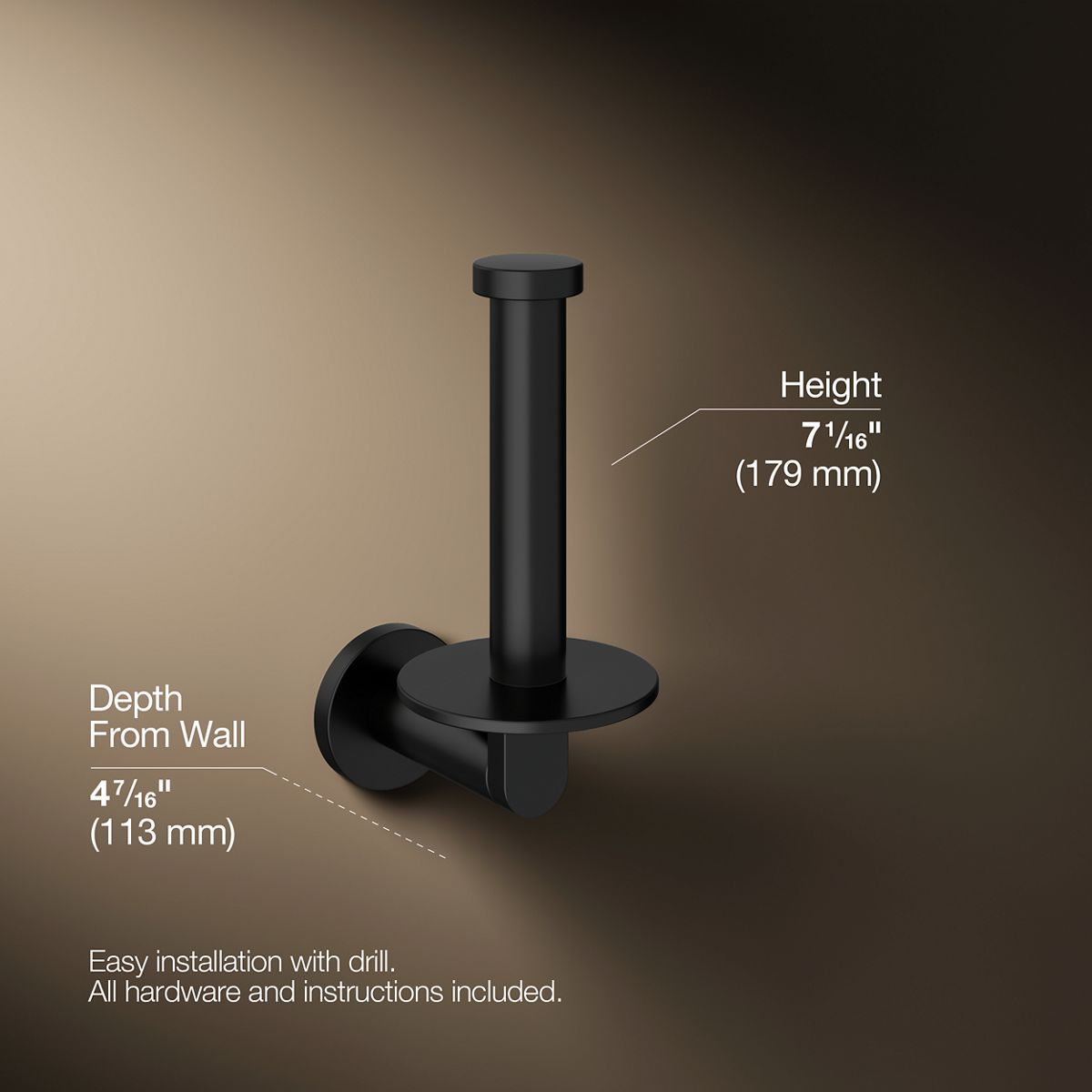 3/4 view of product with dimensions