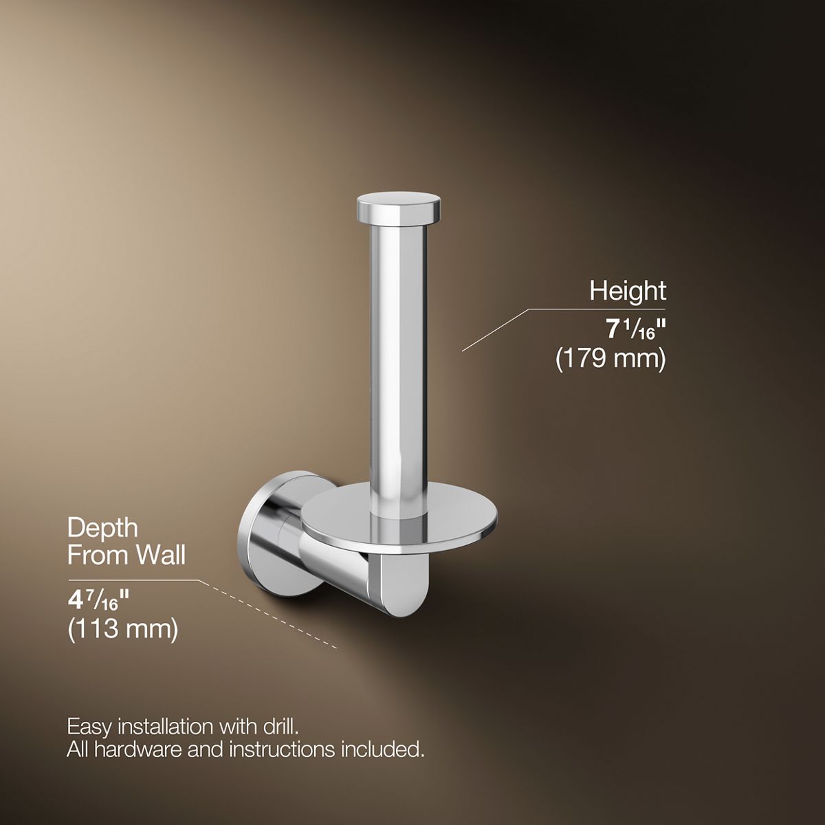 3/4 view of product with dimensions