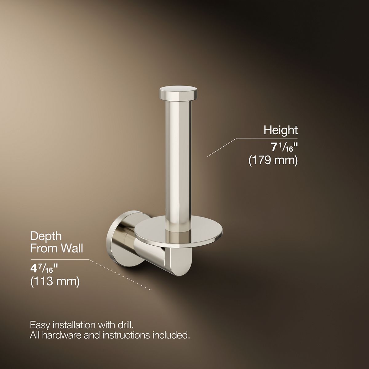 Composed Vertical Toilet Paper Holder | K-73148 | KOHLER