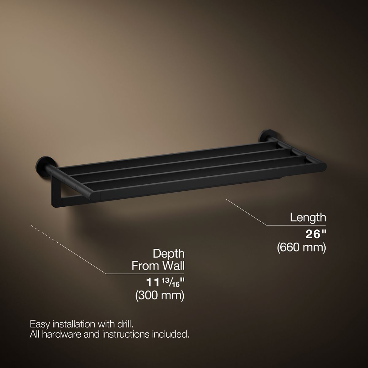 3/4 view of product with dimensions