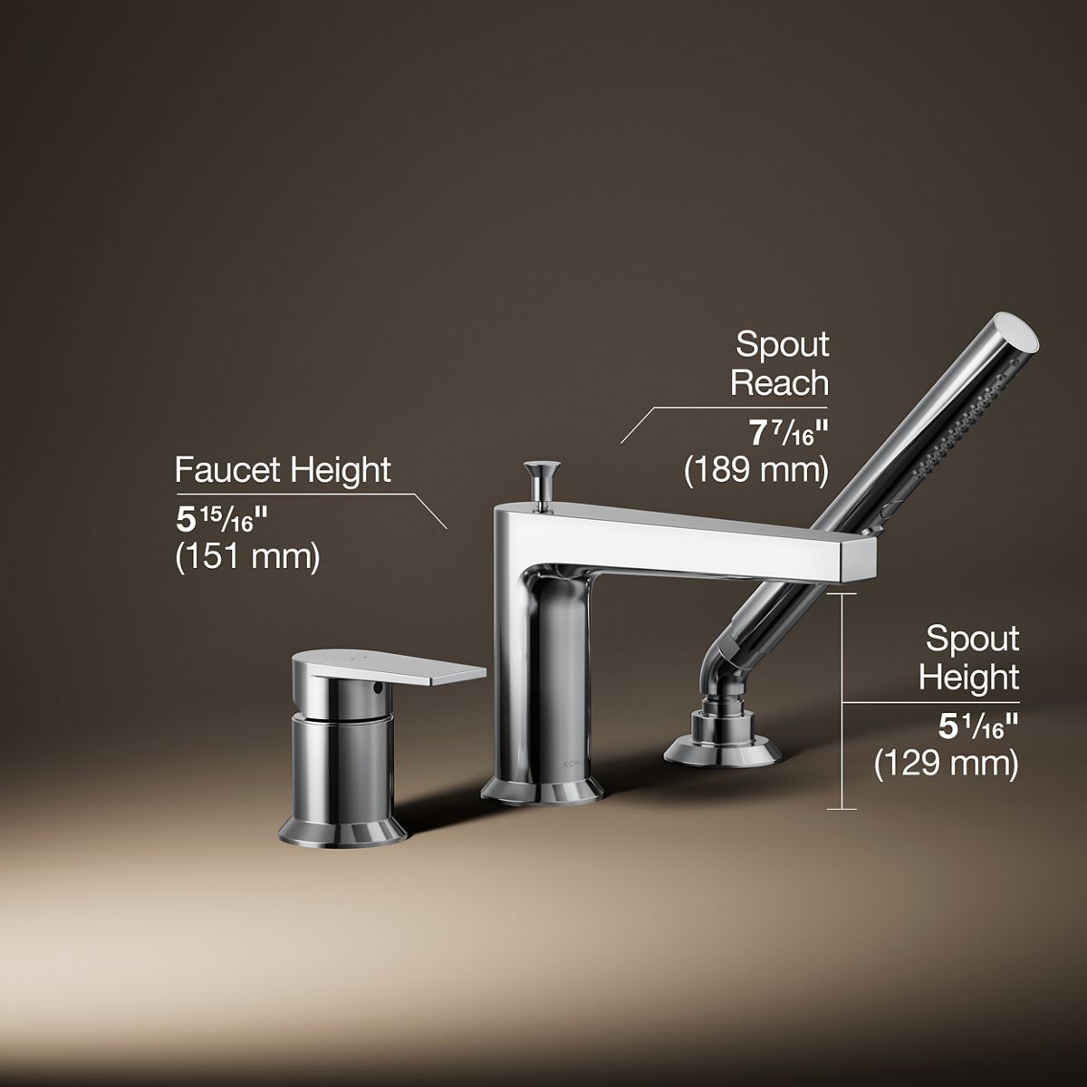 3/4 view of product with dimensions