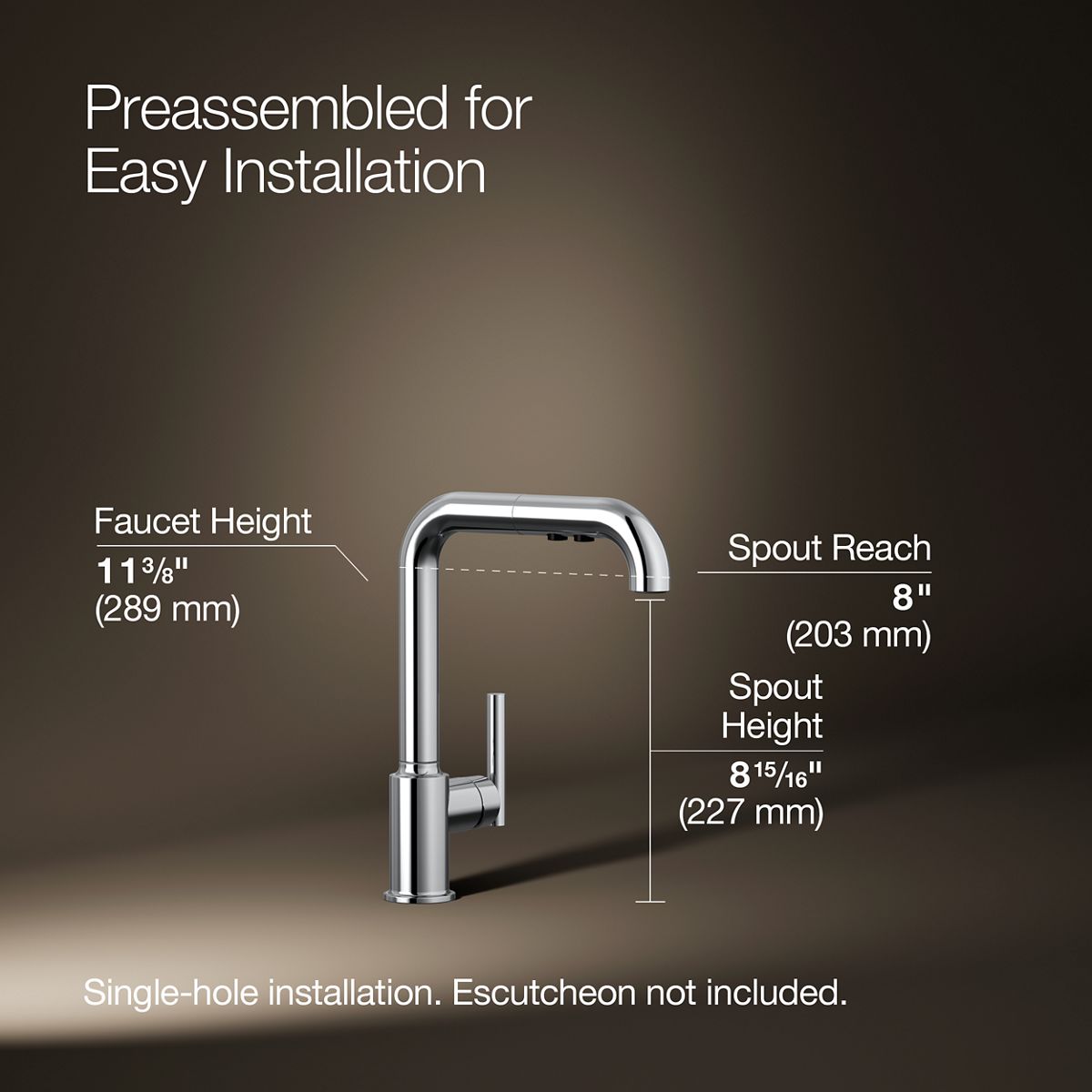 3/4 view of product with dimensions