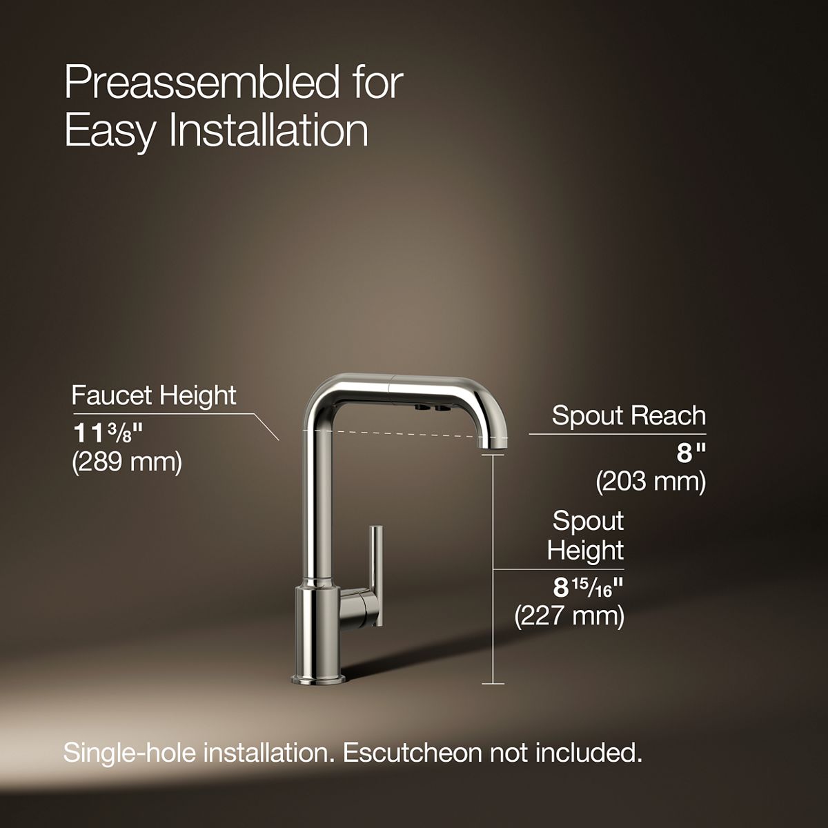 3/4 view of product with dimensions