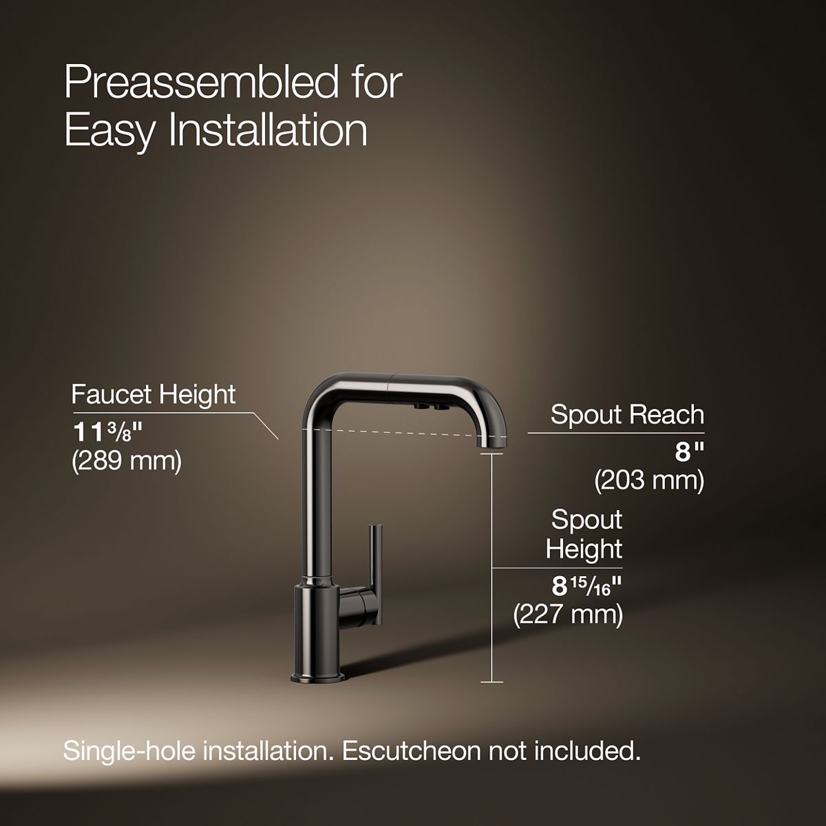 3/4 view of product with dimensions