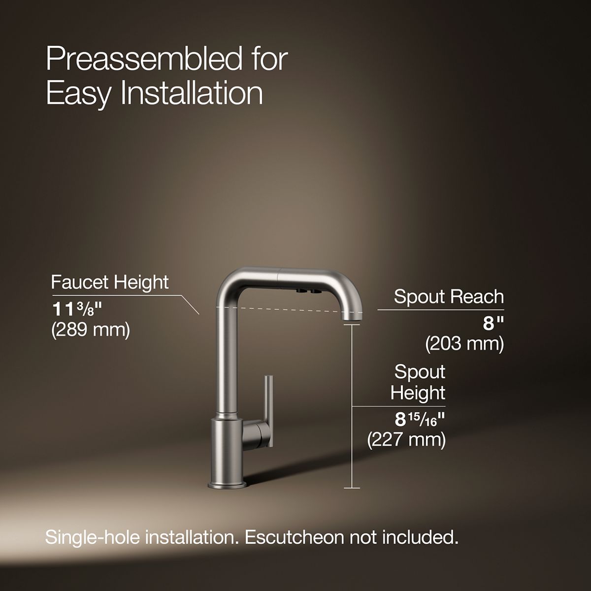 3/4 view of product with dimensions