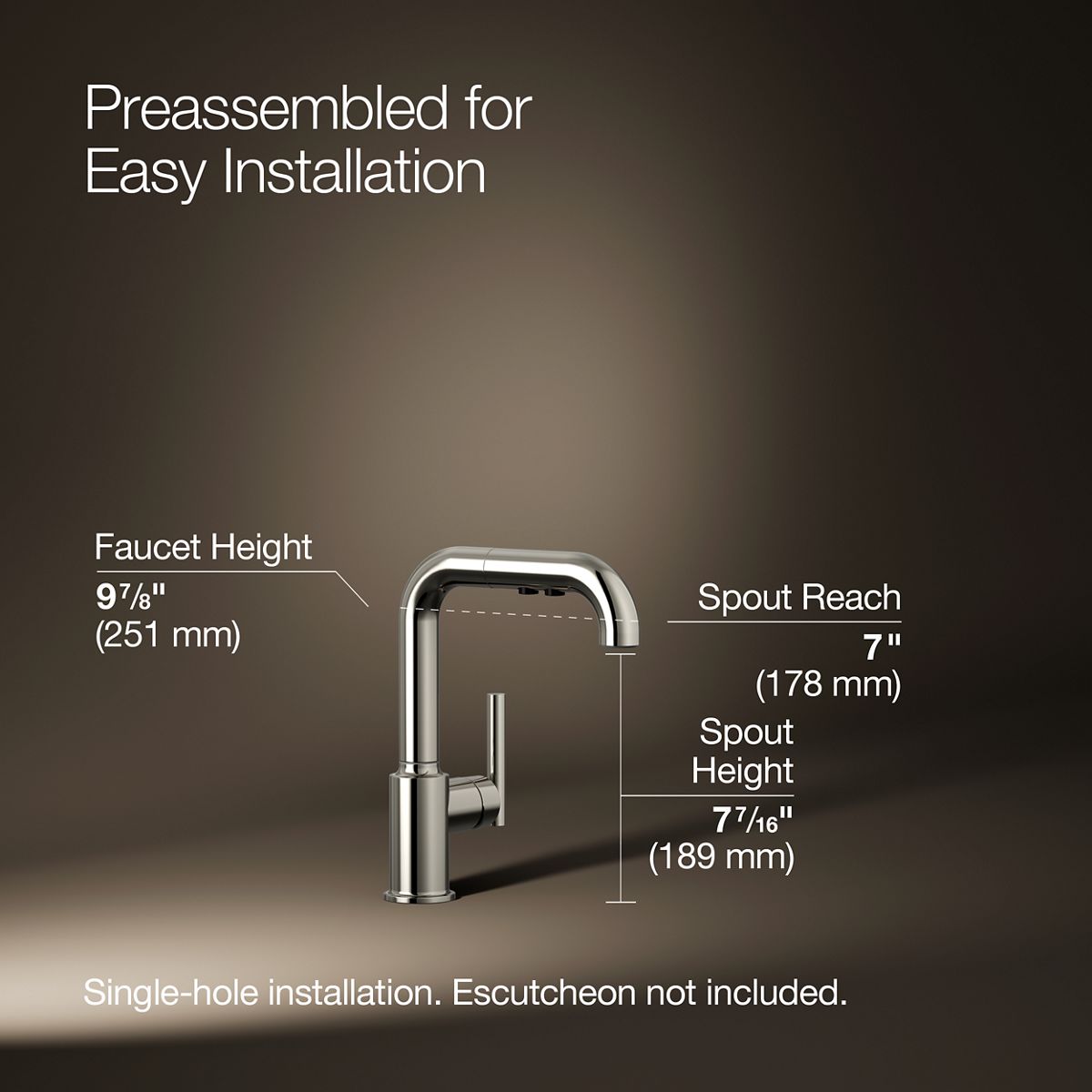 3/4 view of product with dimensions