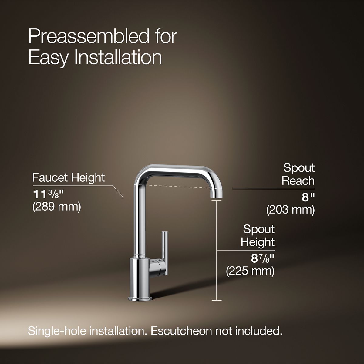 3/4 view of product with dimensions