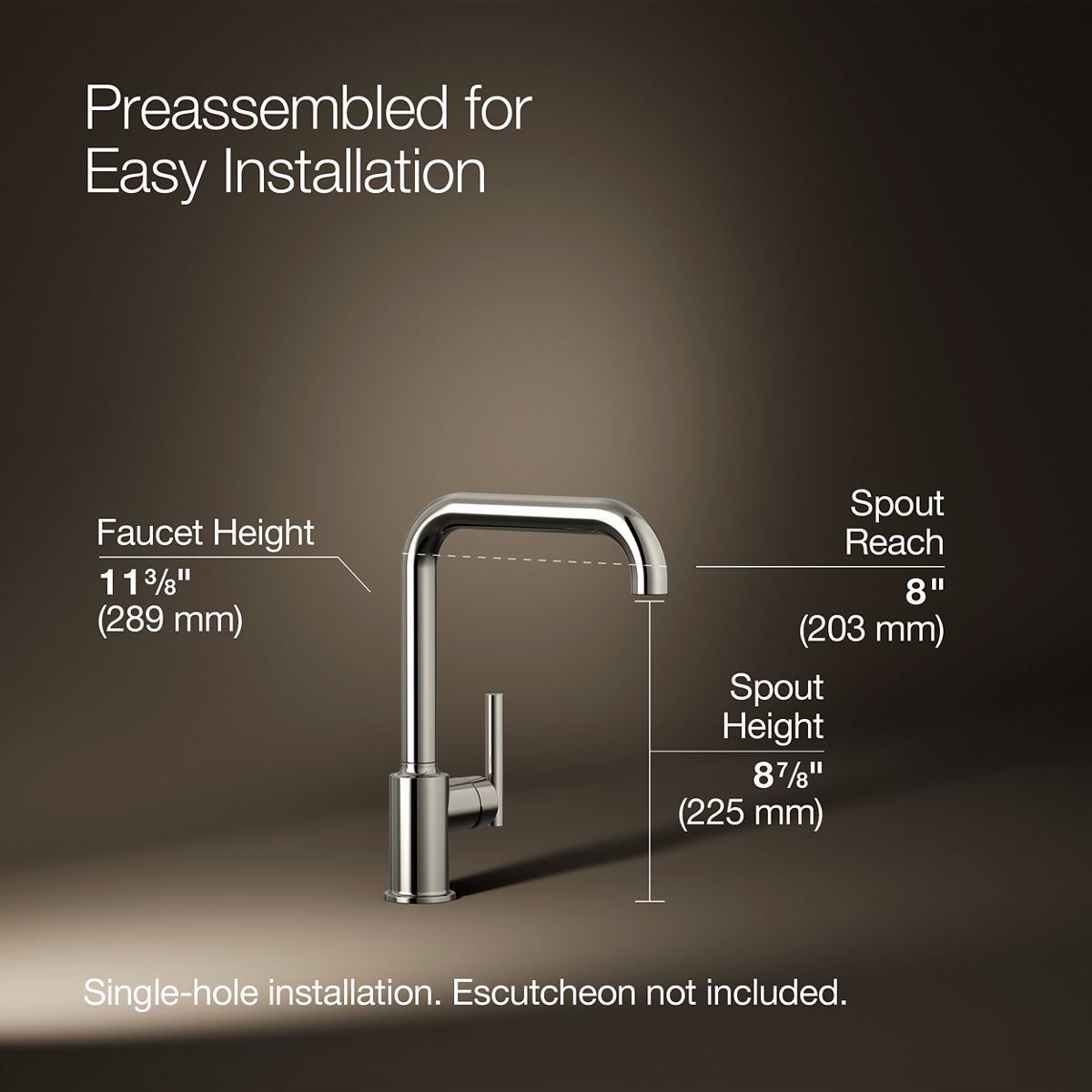 3/4 view of product with dimensions