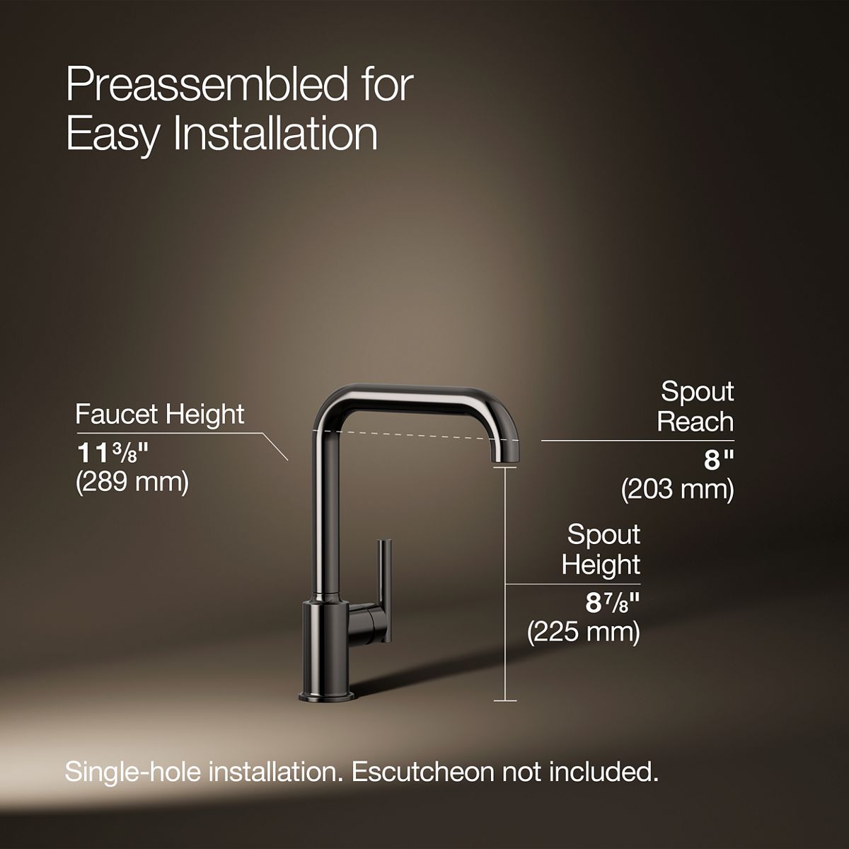 3/4 view of product with dimensions