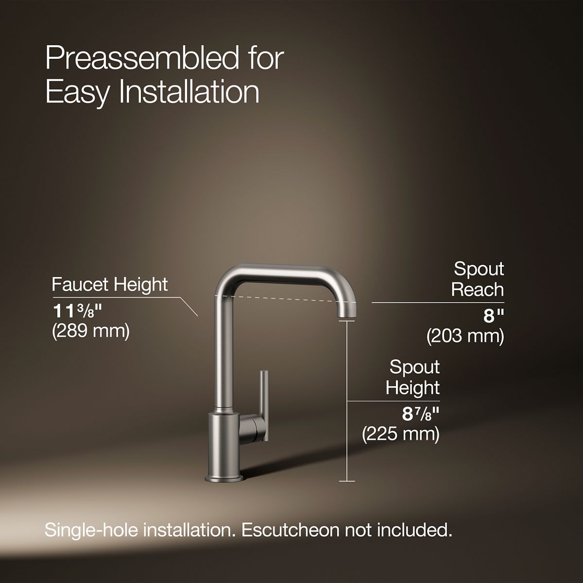 3/4 view of product with dimensions