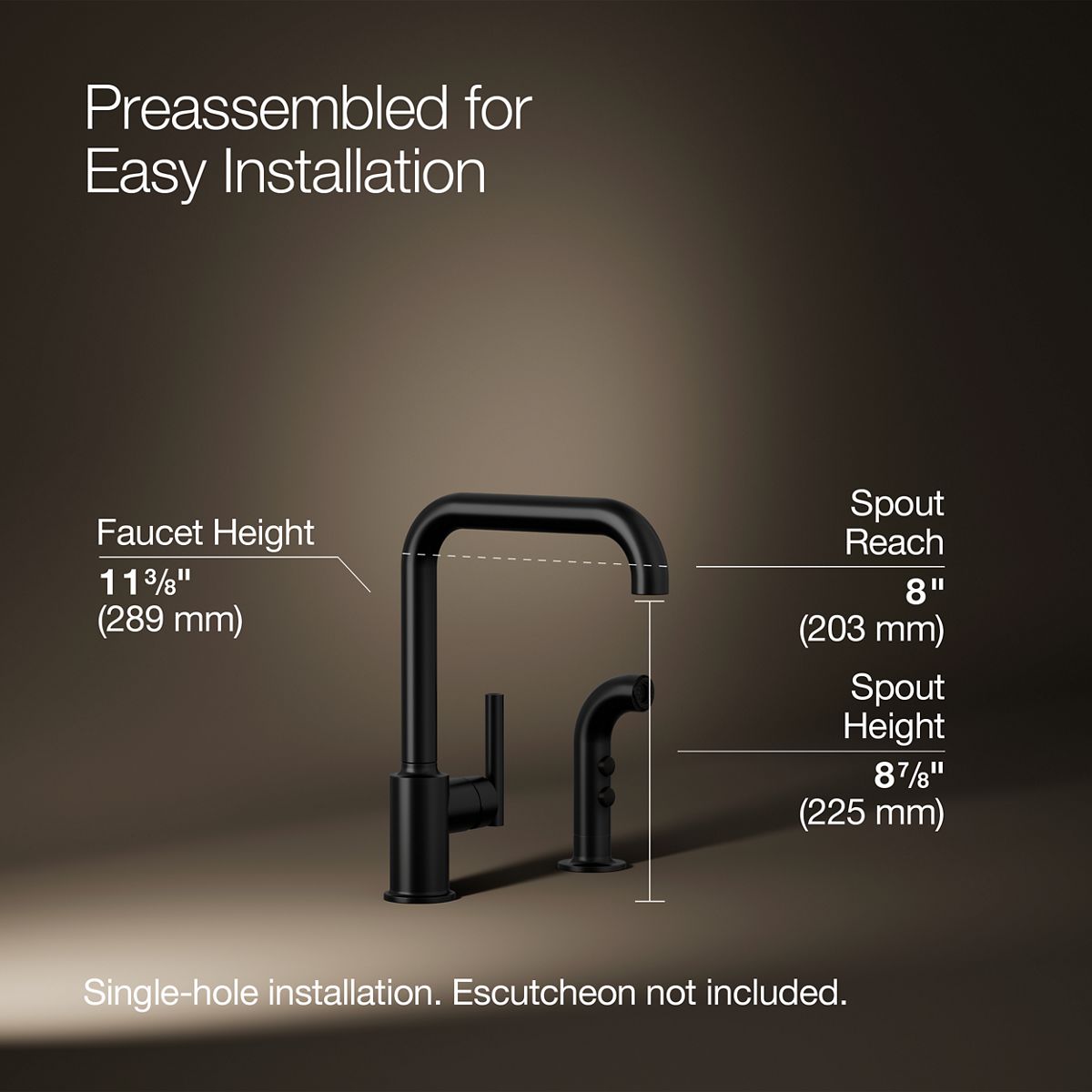 3/4 view of product with dimensions