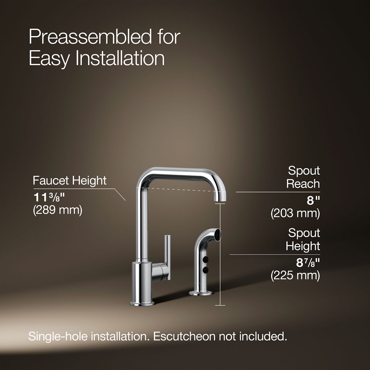 3/4 view of product with dimensions