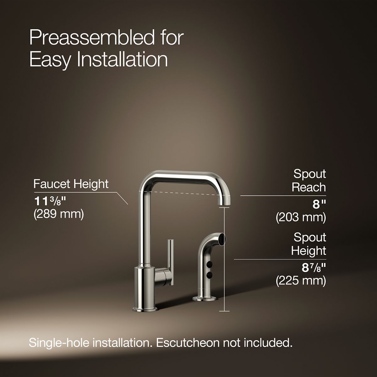 3/4 view of product with dimensions