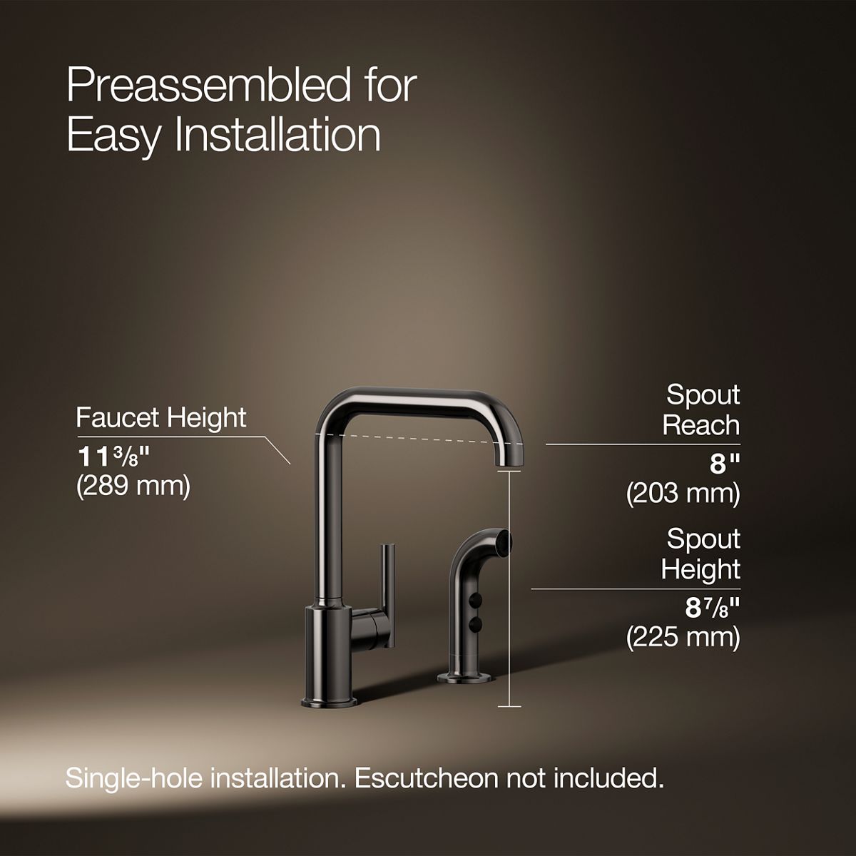3/4 view of product with dimensions