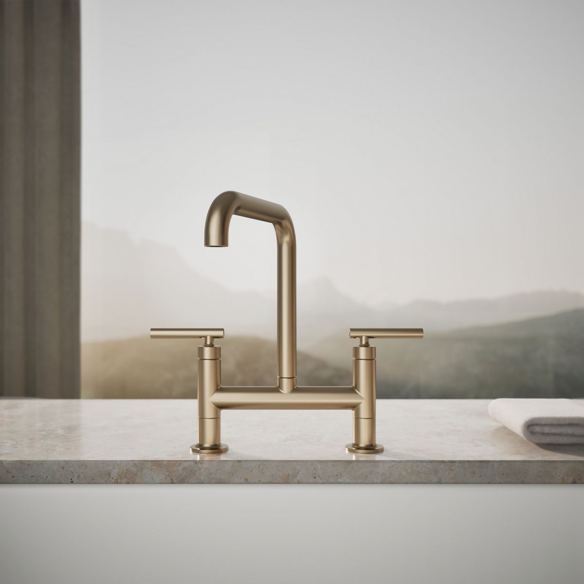 KOHLER | 7547-4 | Purist™| Two-hole bridge kitchen sink faucet