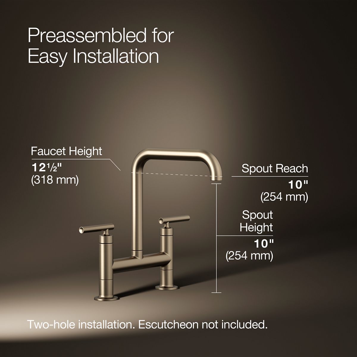 3/4 view of product with dimensions