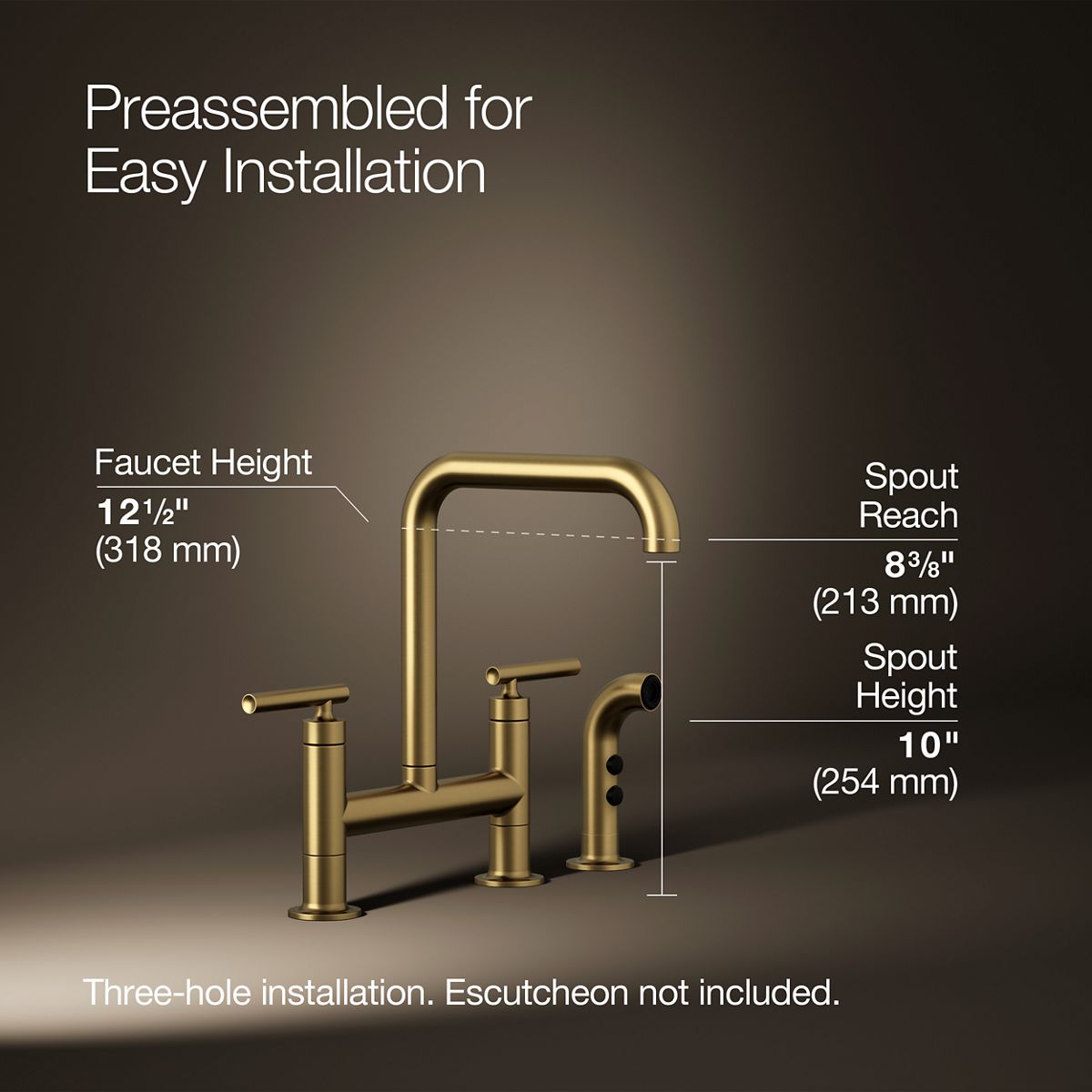 3/4 view of product with dimensions