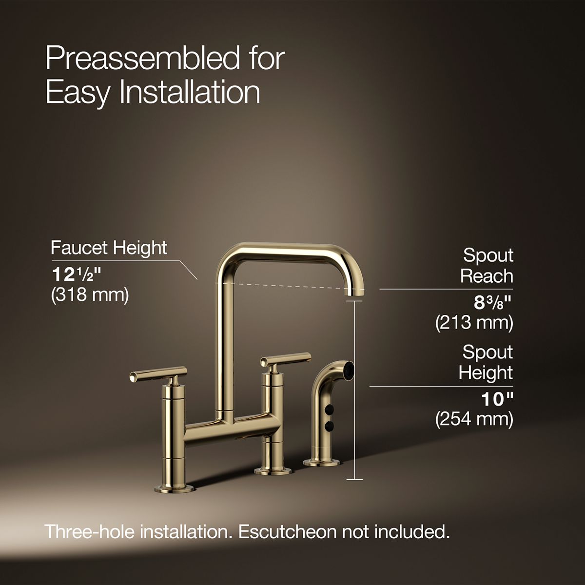 3/4 view of product with dimensions