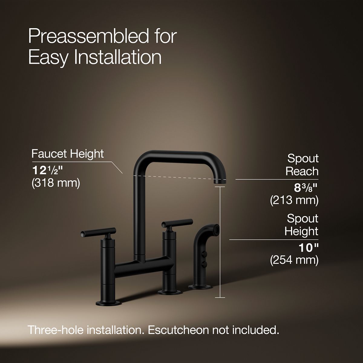 3/4 view of product with dimensions