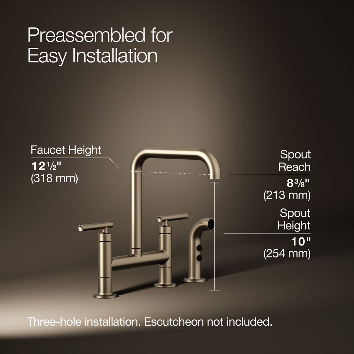 3/4 view of product with dimensions
