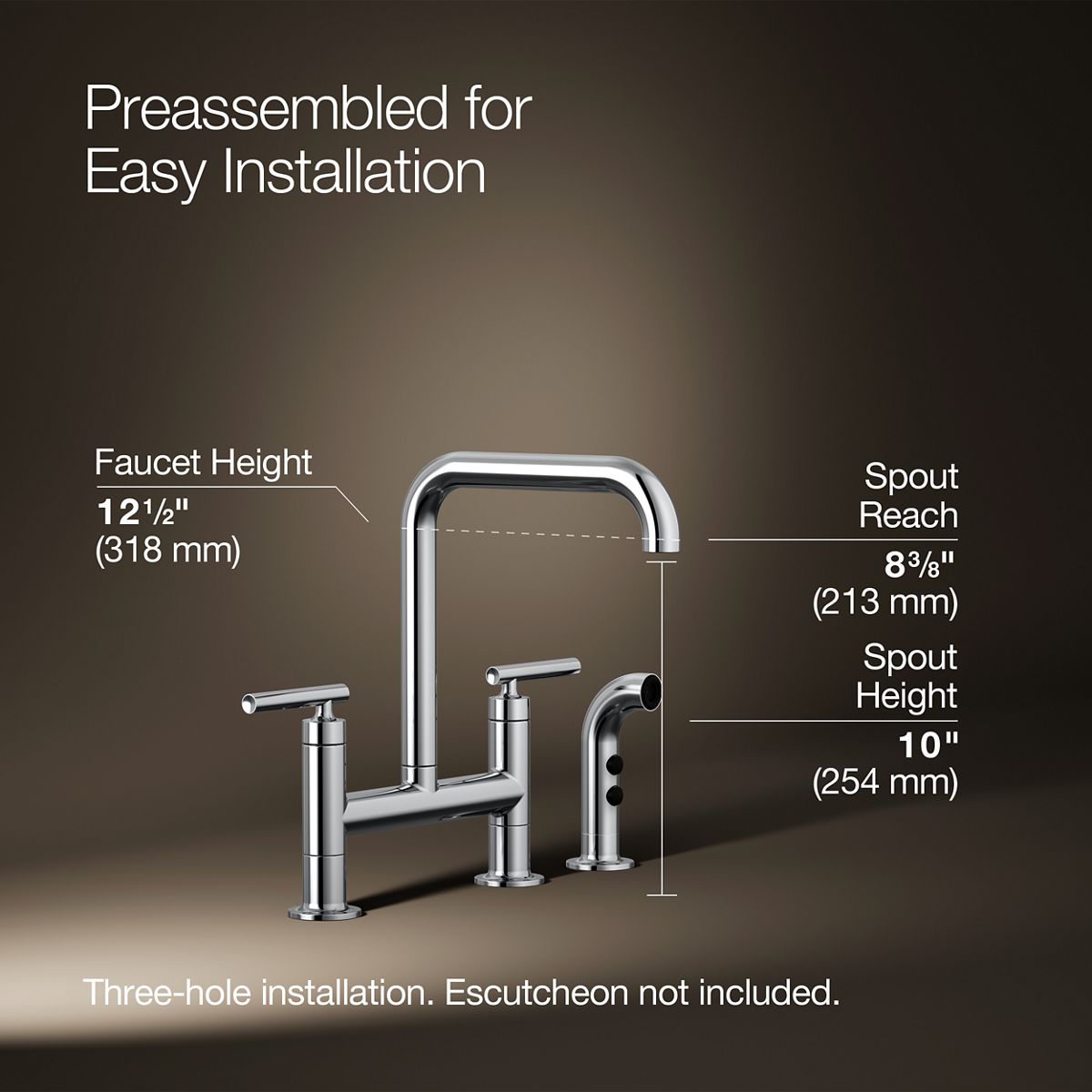 3/4 view of product with dimensions