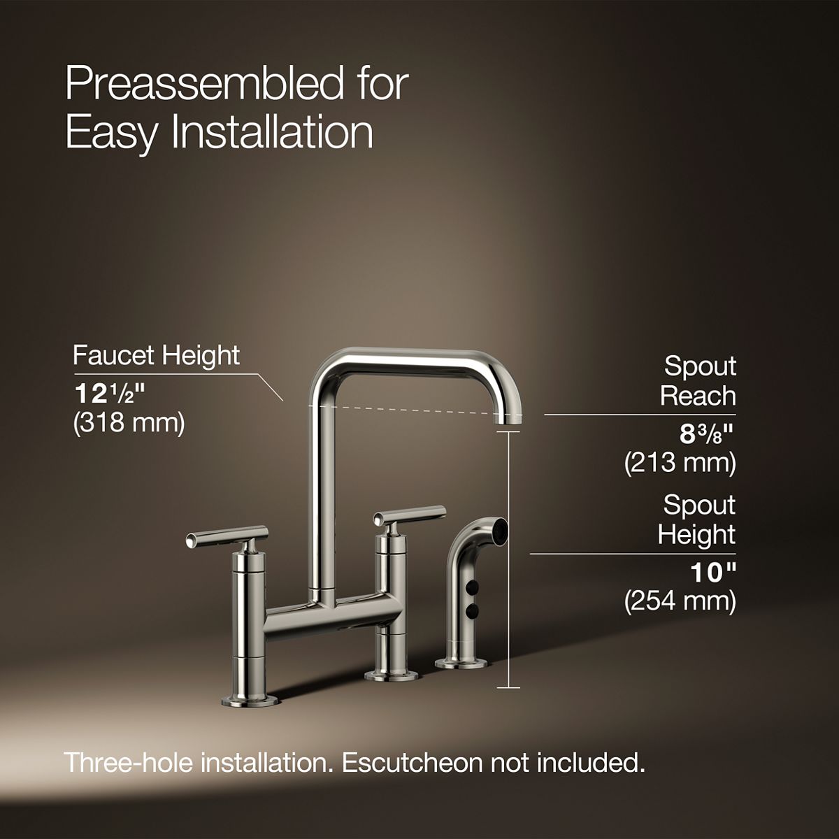 3/4 view of product with dimensions