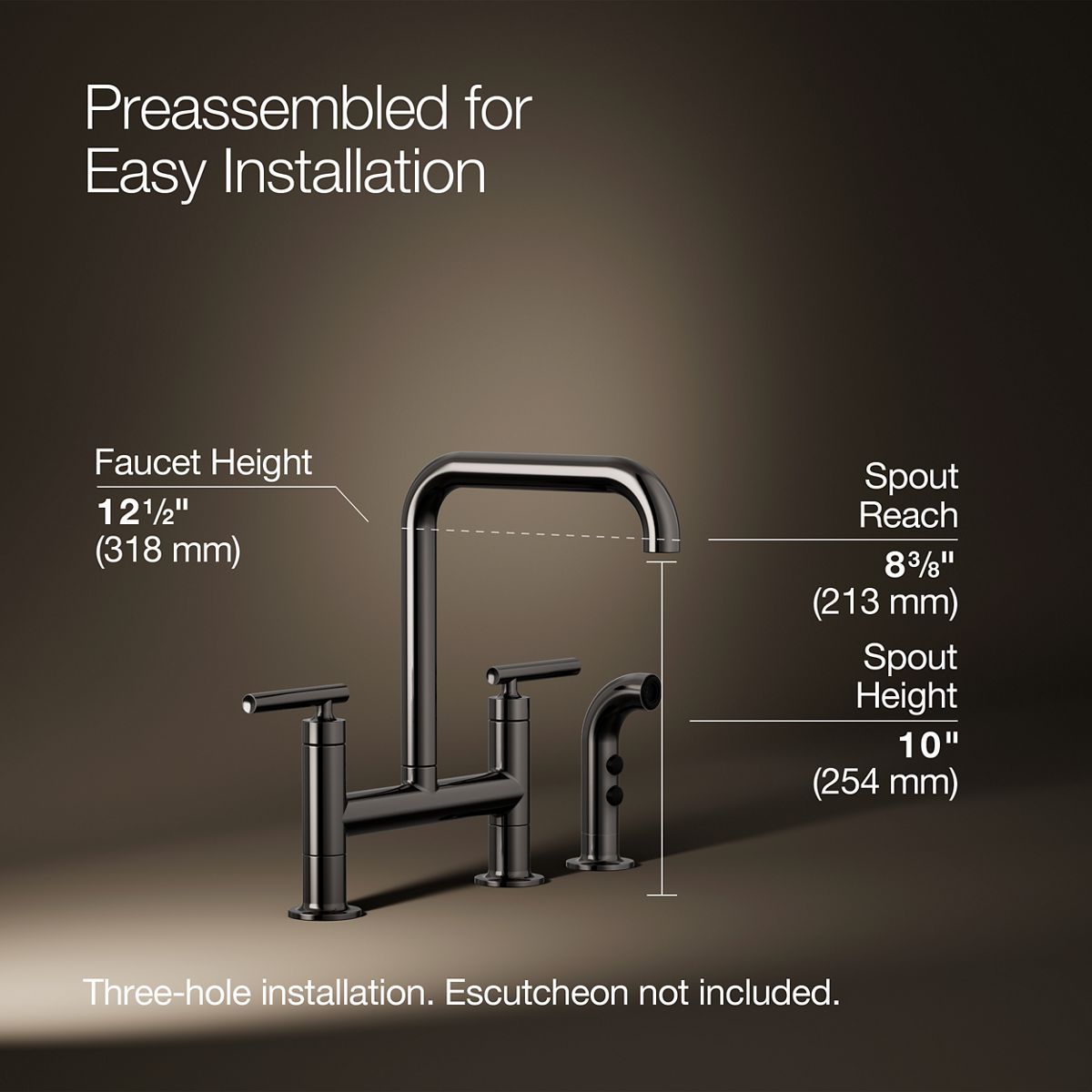 3/4 view of product with dimensions