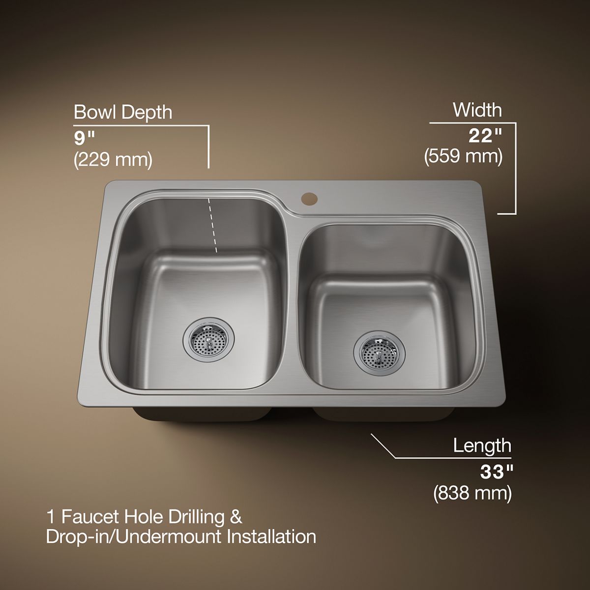 3/4 view of product with dimensions