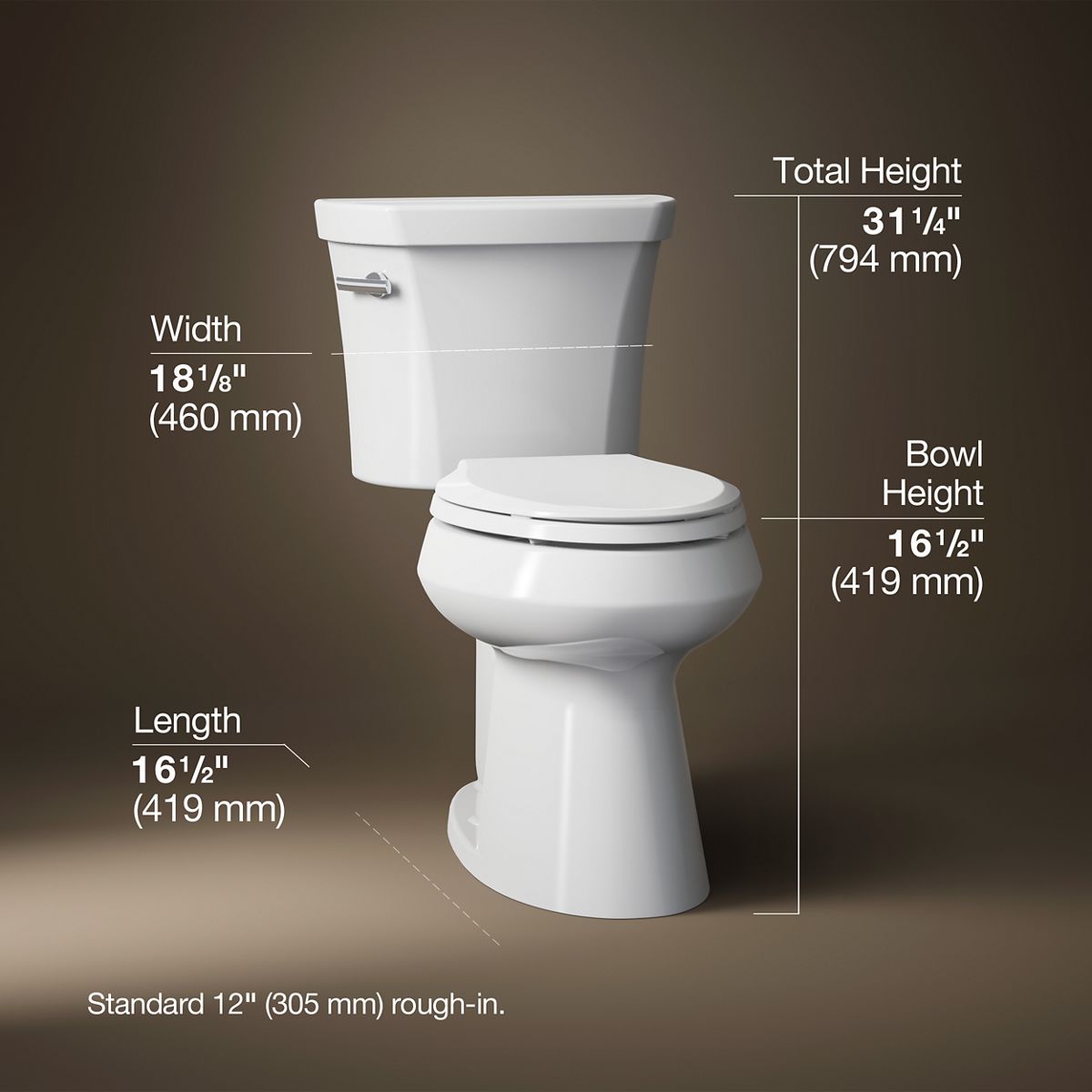 3/4 view of product with dimensions