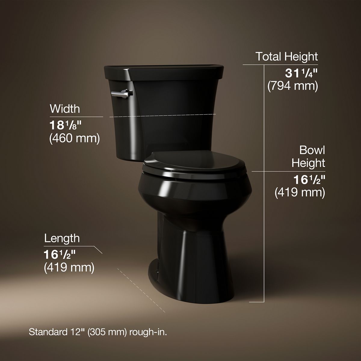 3/4 view of product with dimensions