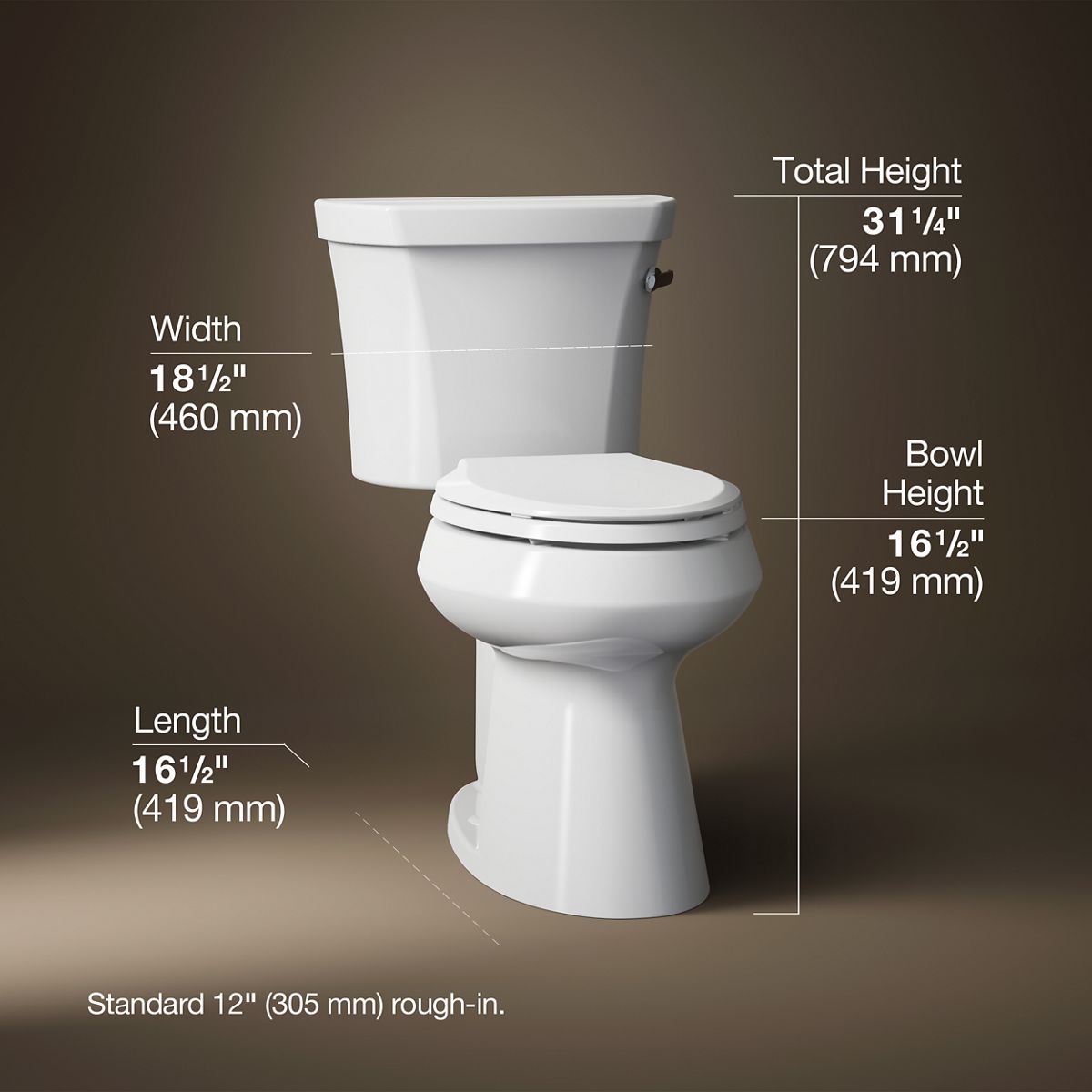 3/4 view of product with dimensions