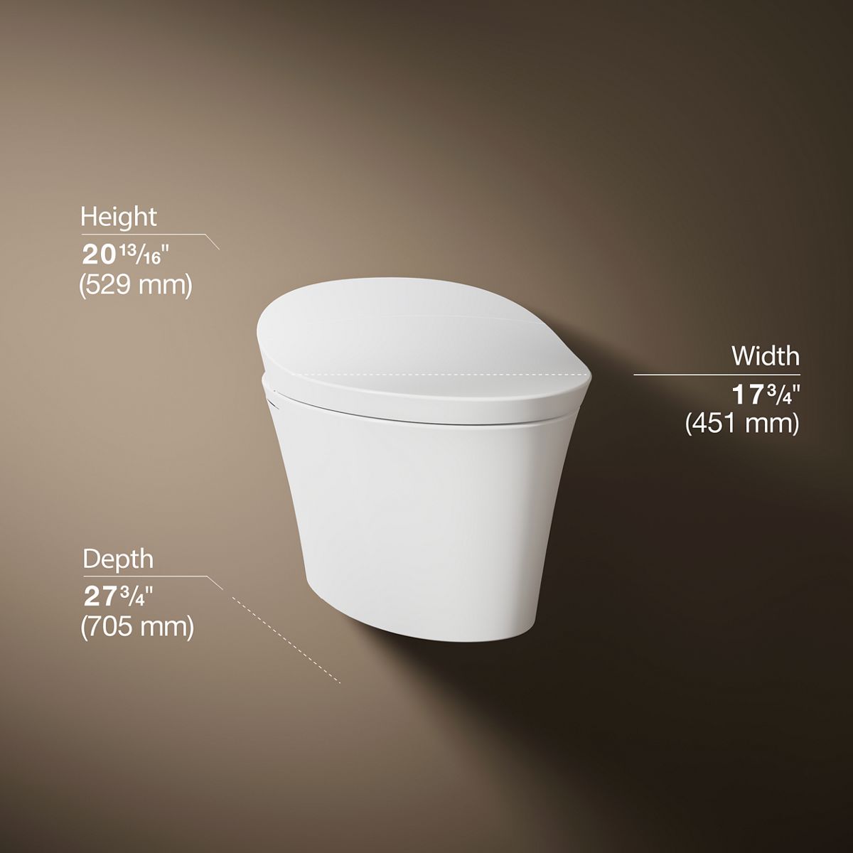 3/4 view of product with dimensions