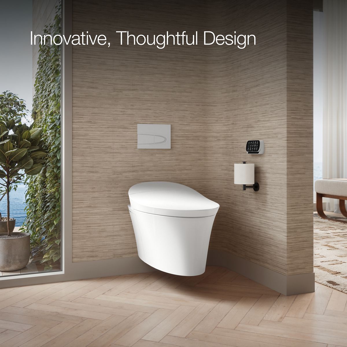 Veil Wall-Hung Compact Elongated Smart Toilet Bowl, Dual-Flush | K