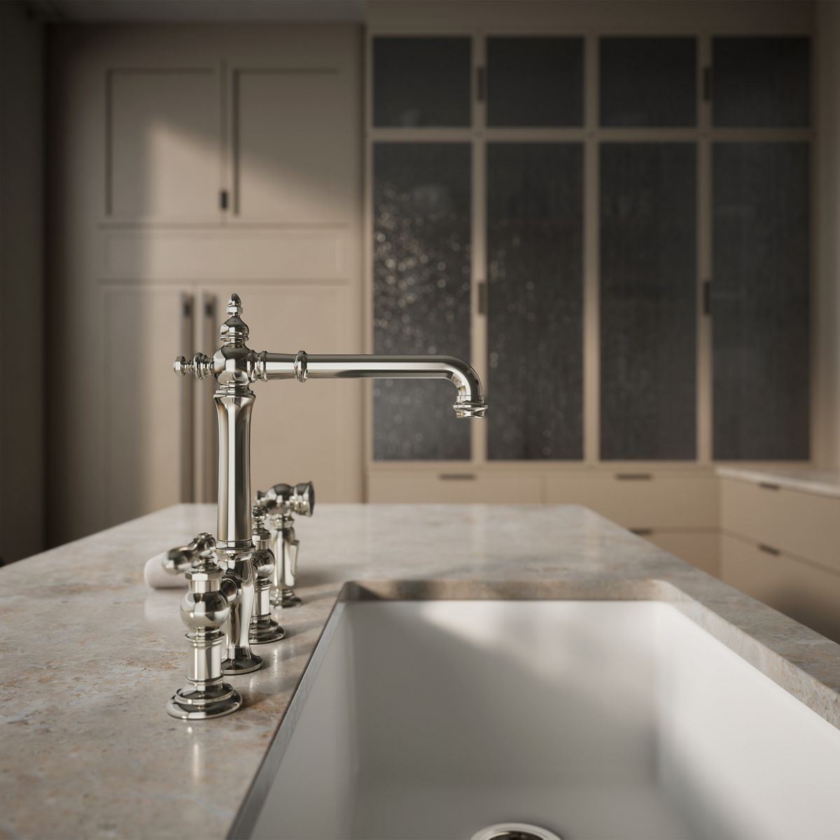 Kohler Artefakte Küchenarmatur – Poliertes Chrom, Mit Seitenspray (Sweep & BerrySoft)