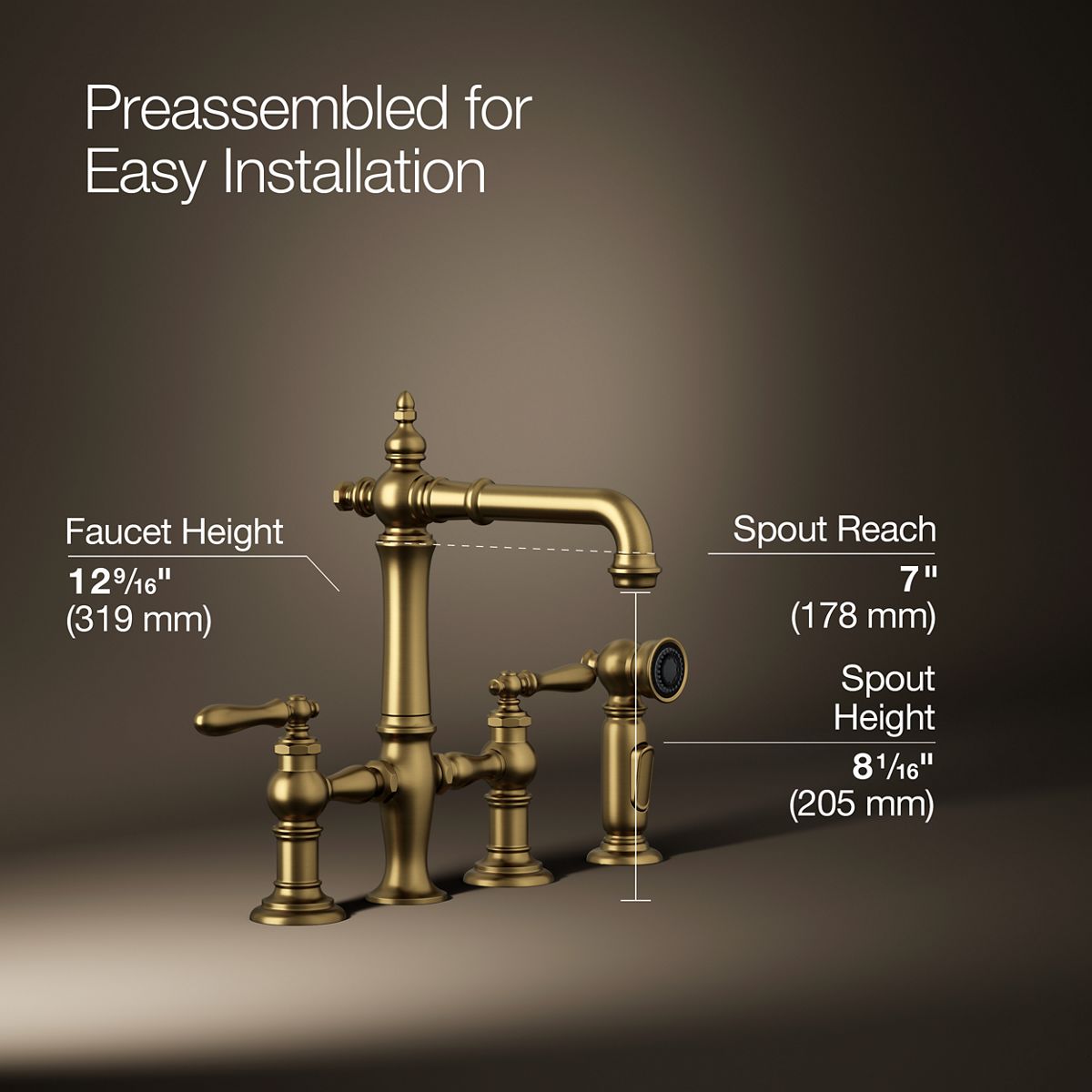 3/4 view of product with dimensions