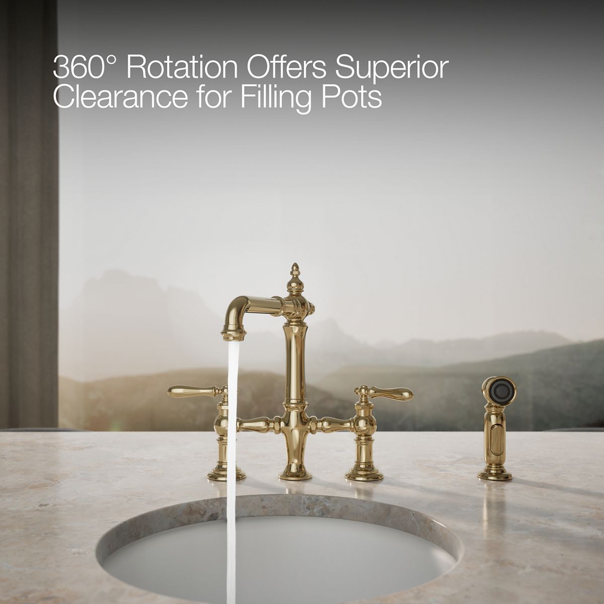 Artifacts® deck-mount bridge bar sink faucet with lever handles