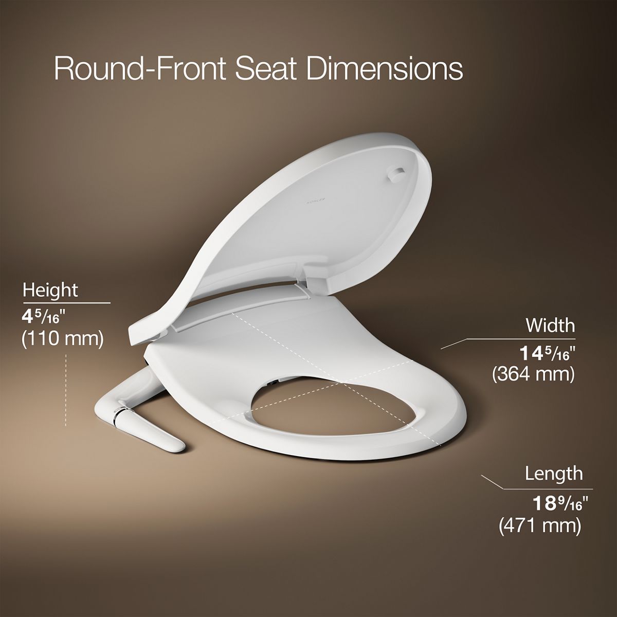 3/4 view of product with dimensions
