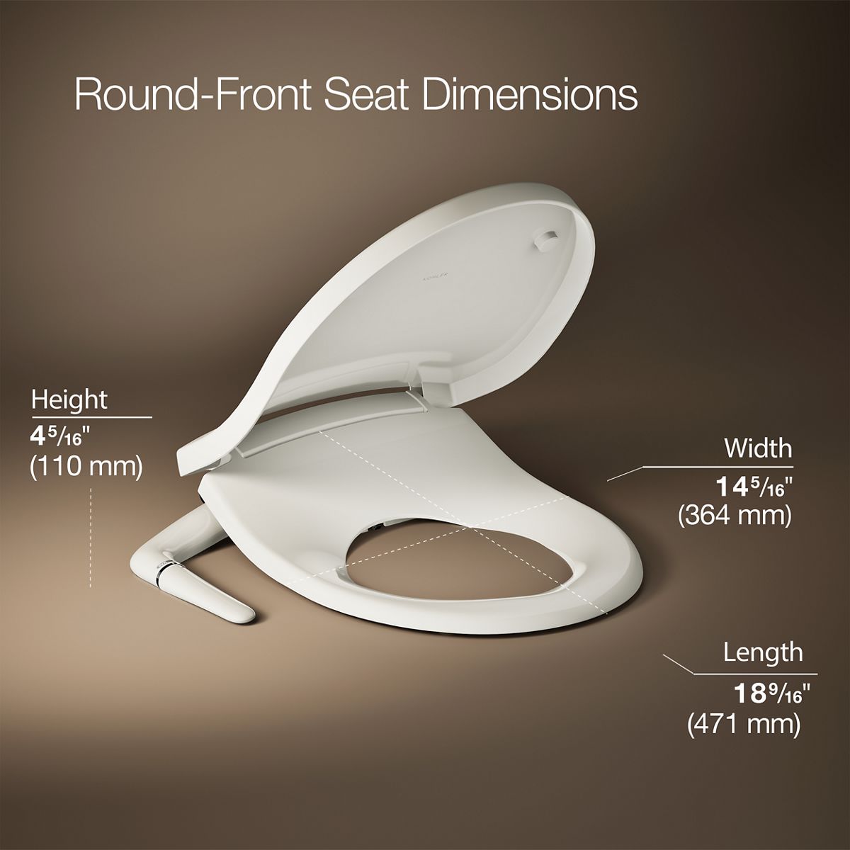 3/4 view of product with dimensions