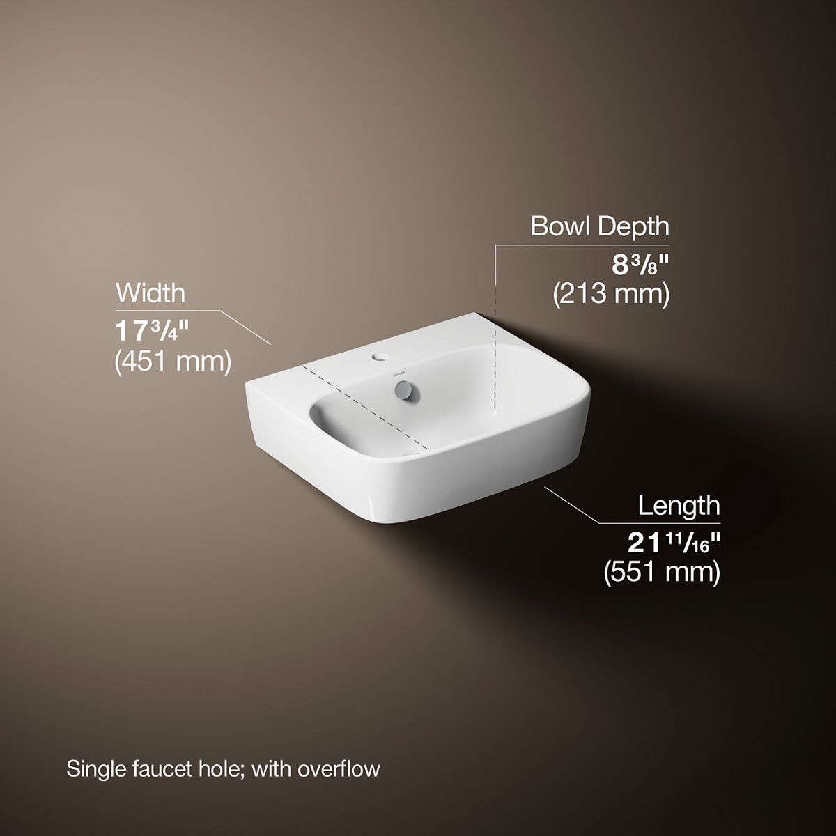KOHLER | K-77767-1 | ModernLife wall-mount bathroom sink with