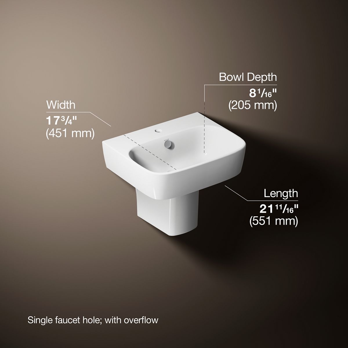 ModernLife wall-mount bathroom sink with semi-pedestal and shroud
