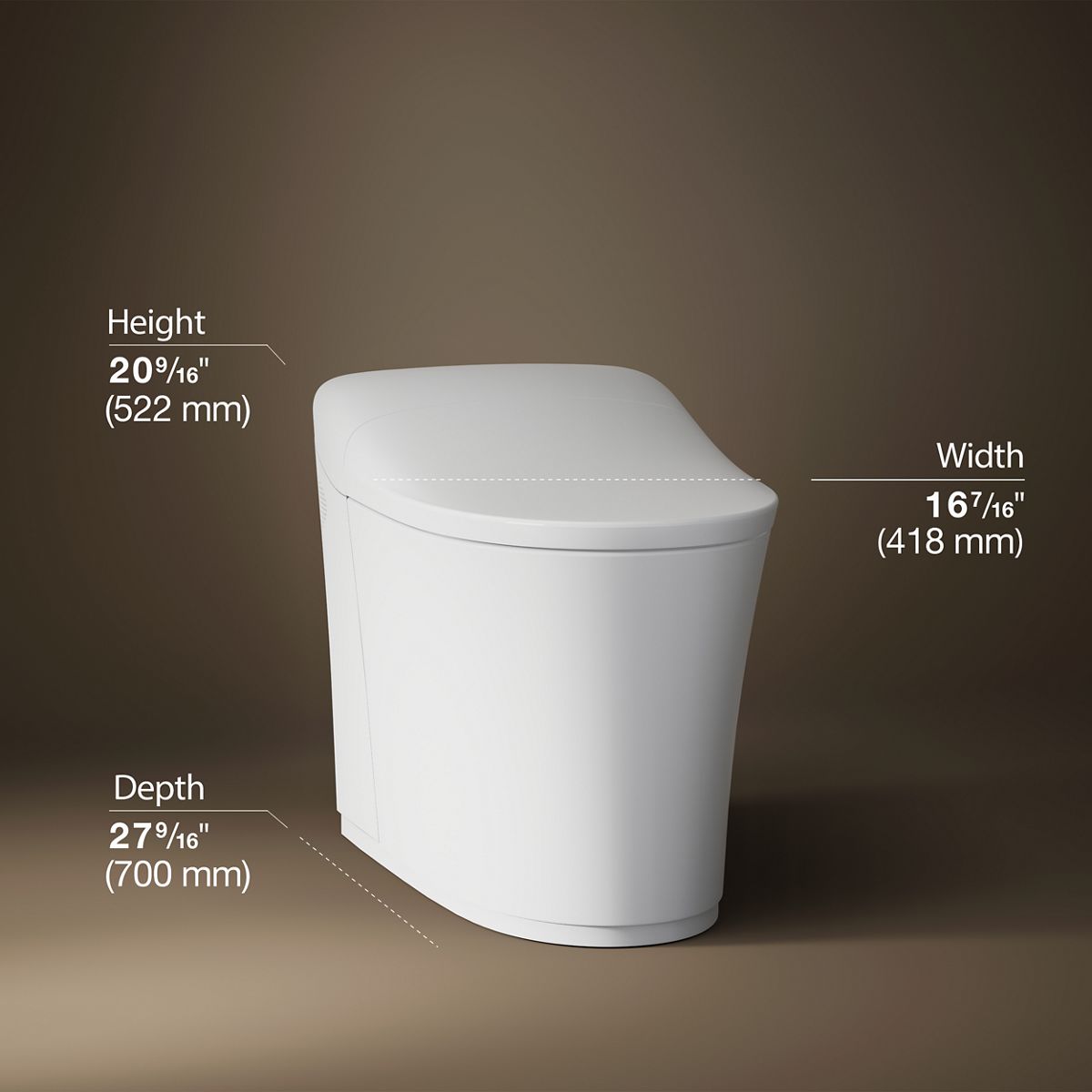 3/4 view of product with dimensions