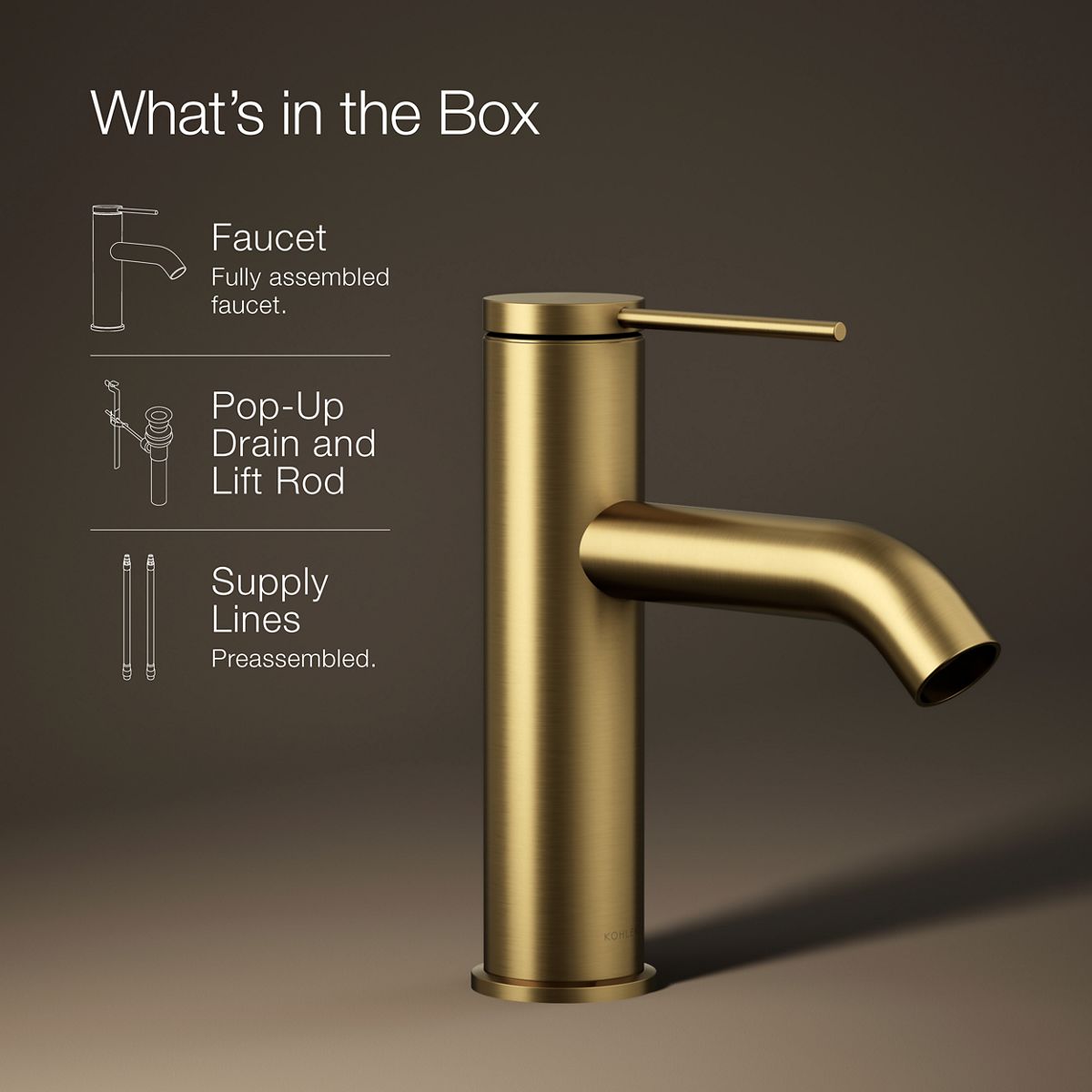 Components Single-Handle Bathroom Sink Faucet with Pin Handle | K