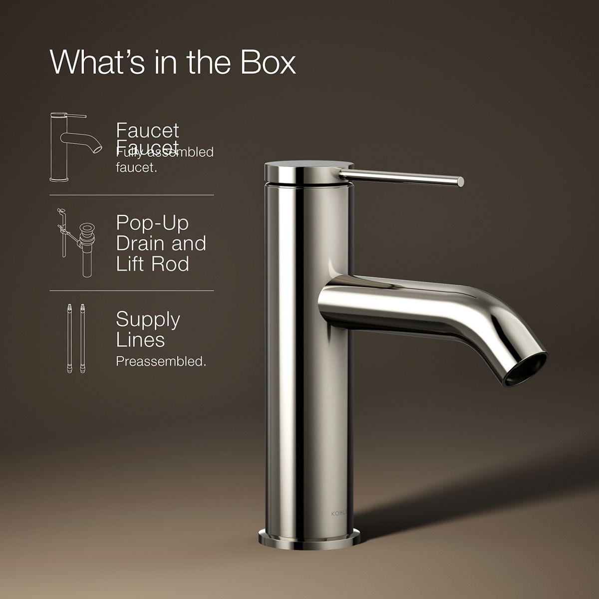 Components Single-Handle Bathroom Sink Faucet with Pin Handle | K