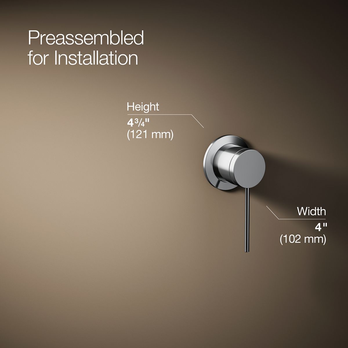 3/4 view of product with dimensions
