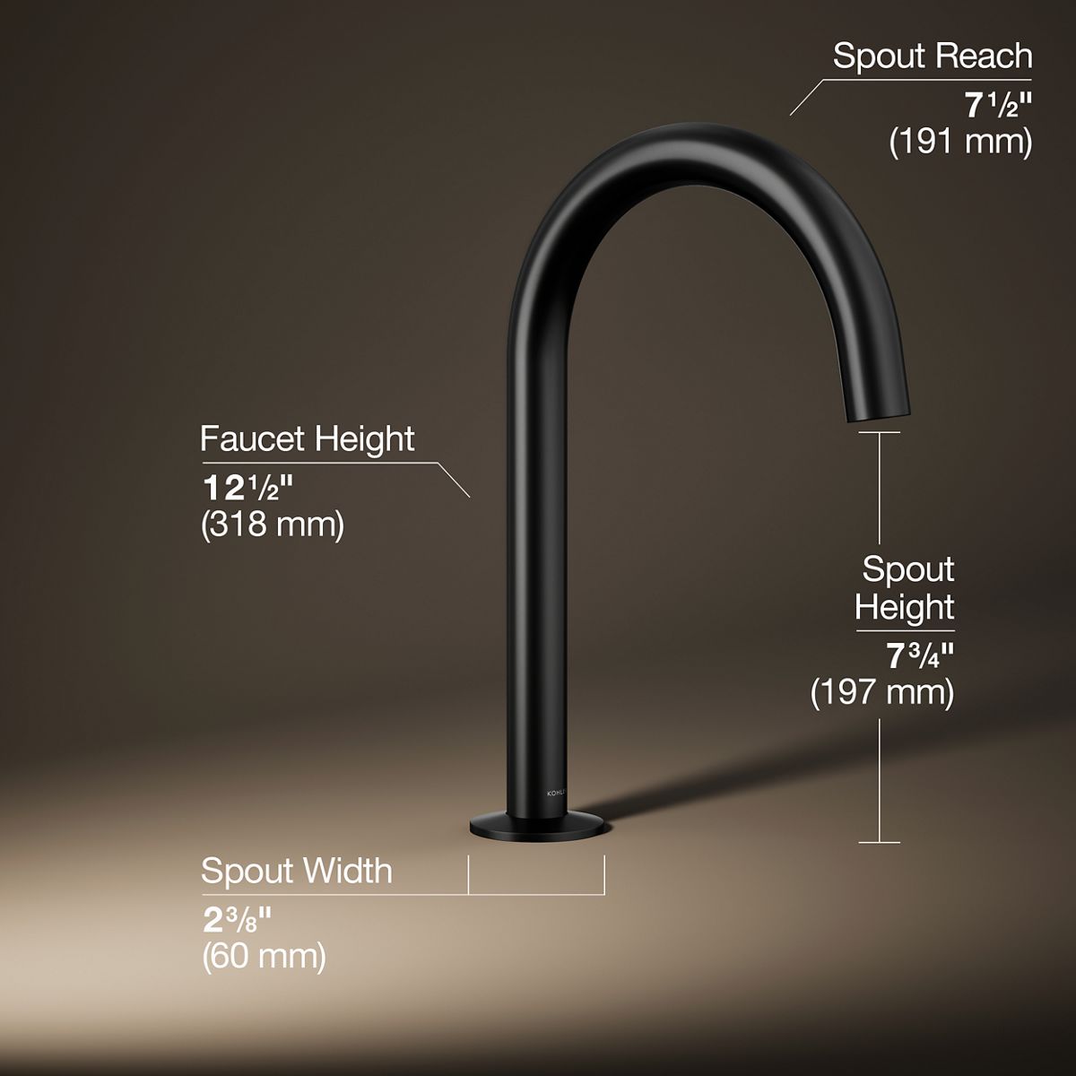 3/4 view of product with dimensions