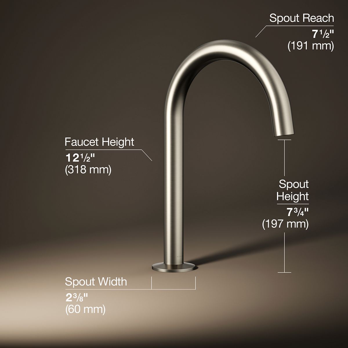 3/4 view of product with dimensions