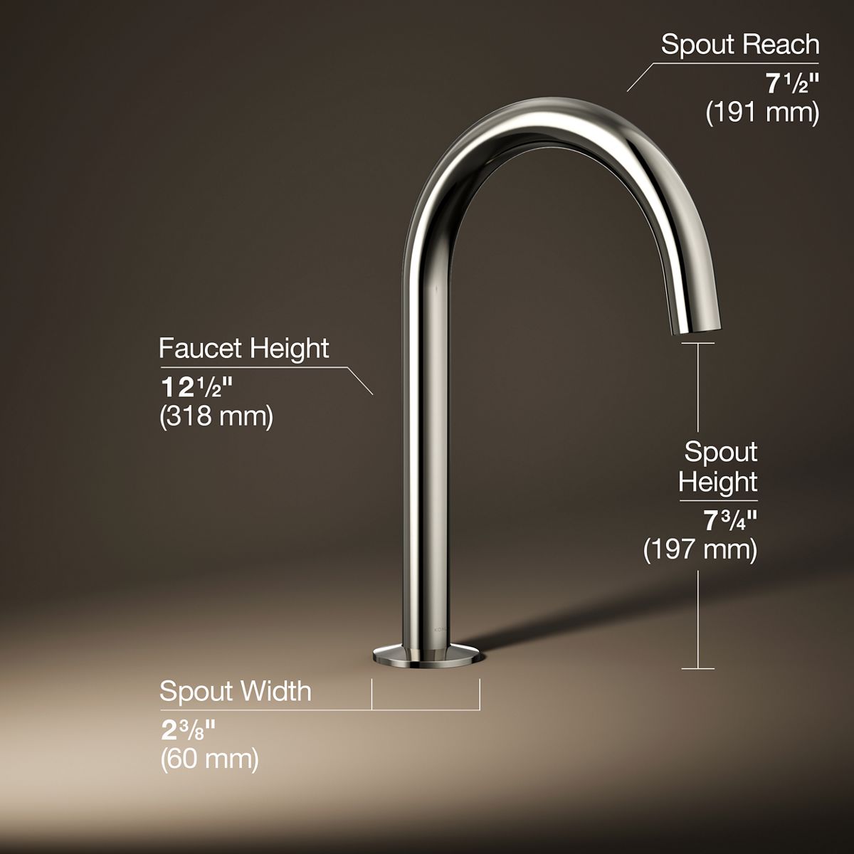 3/4 view of product with dimensions