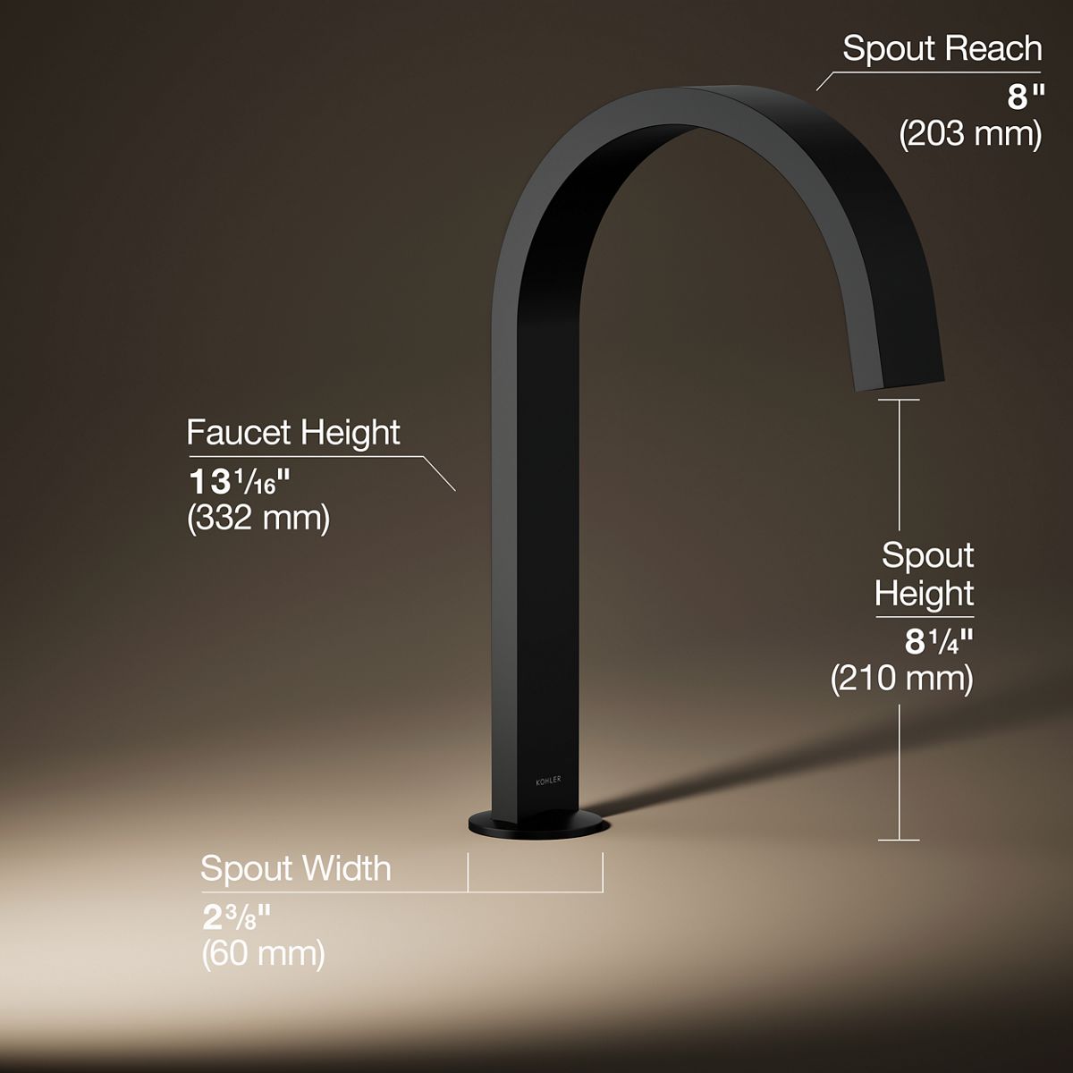 3/4 view of product with dimensions